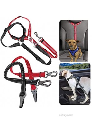 4 Packs Dog Car Seat Belt Durable Headrest Pet Car Seat Belt Adjustable Stretchable Car Dogs Restraint with Elastic Bungee Buffer for Travel and Daily Use