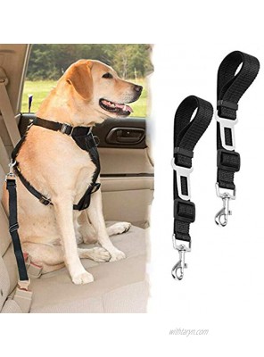 Car Seat Belts for Dogs & Cats 2 Pack Prevent Stress from Travel Safety Leads Vehicle Car Harness Seat Tether Nylon Fabric Allow Breathing Fresh air Without Pets Jumping Out Support All Cars