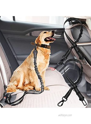 Dog Seat Belt 2 Packs Adjustable Pet Car Seatbelt Elastic & Durable Dog Car Harness Reflective Nylon Vehicle Safety Belt for Small Medium Large Dog Daily and Travel Use