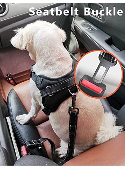 Dog Seat Belt [4-in-1] Adjustable Pet Safety Leash Car Strap for Small Large Dogs with Hook Latch & Seatbelt Clip & Headrest Restraint