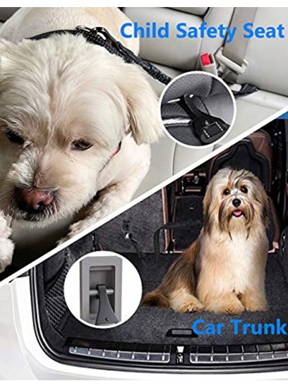 Dog Seat Belt [4-in-1] Adjustable Pet Safety Leash Car Strap for Small Large Dogs with Hook Latch & Seatbelt Clip & Headrest Restraint