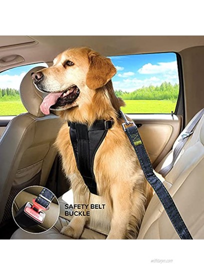 Dog Seat Belt,2 Packs Retractable Dog Car SeatbeltsAdjustable Pet Seat Belt for Vehicle Denim Pet Safety Seat Belts Heavy Duty & Durable Car Harness for Dogs