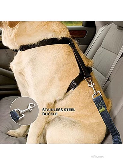 Dog Seat Belt,2 Packs Retractable Dog Car SeatbeltsAdjustable Pet Seat Belt for Vehicle Denim Pet Safety Seat Belts Heavy Duty & Durable Car Harness for Dogs