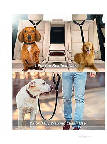 Dog Seat Belts CGBOOM 2 Pack Dual Use Dog Car Seatbelts Harness Adjustable Car Headrest Restraint for Vehicle Nylon Pet Cat Dog Safety Leads Seat Belts for Large Medium Small Dogs