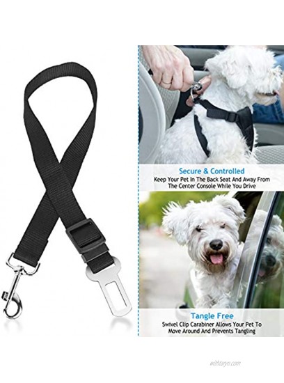 iMounTEK 2 Pack Adjustable Tangle Free Pet Safety Vehicle Seat Belt Lead Harness for Dogs & Cats Metal Buckle & D-Ring Design Heavy Duty Nylon Belts Extendable Secure Restraint for Car Van SUV Truck