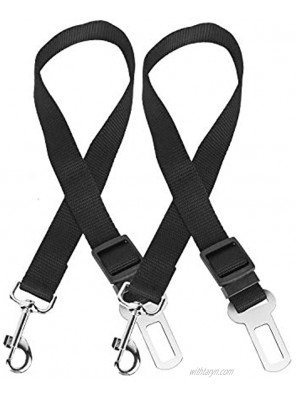 iMounTEK 2 Pack Adjustable Tangle Free Pet Safety Vehicle Seat Belt Lead Harness for Dogs & Cats Metal Buckle & D-Ring Design Heavy Duty Nylon Belts Extendable Secure Restraint for Car Van SUV Truck