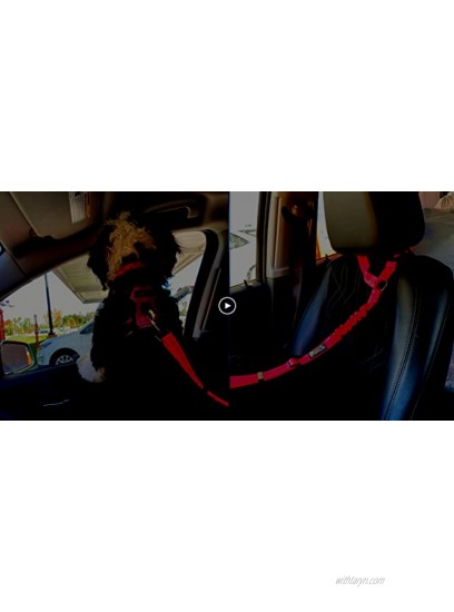 Lukovee Dog Car Seat Belt，2 Pack Headrest Restraint Seat Belt Straps Dog Tether for Vehicle Adjustable Pet Safety Leads Elastic Bungee Backseat Leash for Dog Harness Collar Travel Daily Use