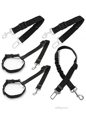 NEPAK 5Packs Adjustable Harness Belts Pet Leash Dog Seat Belt Pet Car Seat Belt,Heavy Duty Nylon Seatbelts,Retractable Safety Belt for Dogs in Vehicle Travel Daily Use