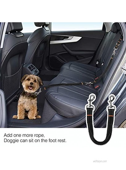 Pawaboo Dog Seatbelt Upgraded Adjustable Nylon Pet Car Seat belt Harness Headrest Restraint Bungee Double Dog Leash Reflective Vehicle Safety Leads Strap for Travel for Small Medium Large Dog Black