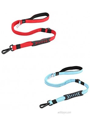 TigaKafee Adjustable Dog Leash 2 Packs Reflective Dog Car Seatbelts Pet Retractable Seat Belt for Vehicle Nylon Pet Safety Seat Belts Heavy Duty & Elastic & Durable Car Harness for Dogs red+Blue