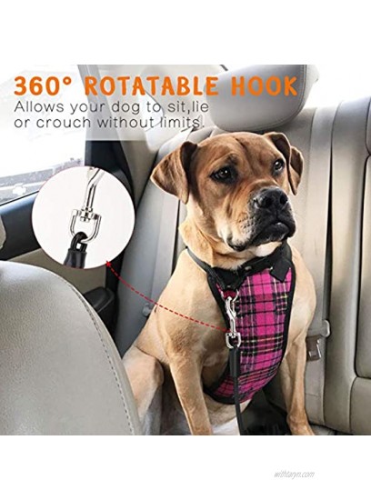 VavoPaw Pet Car Safety Belt Dog Leash Heavy Duty Coated Steel Seat Belt Restraint Chew Proof Rope Leash Car Seatbelt Cable with Carabiner for Pet Dogs Use