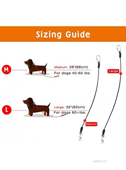 VavoPaw Pet Car Safety Belt Dog Leash Heavy Duty Coated Steel Seat Belt Restraint Chew Proof Rope Leash Car Seatbelt Cable with Carabiner for Pet Dogs Use