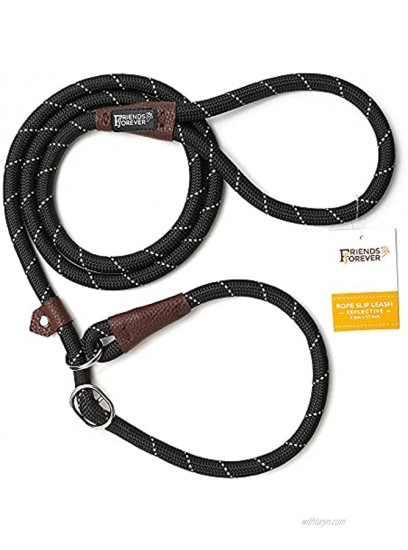 Friends Forever Extremely Durable Dog Rope Leash Premium Quality Mountain Climbing Rope Lead Strong Sturdy Comfortable Leash Supports The Strongest Pulling Large Medium Dogs 6 feet Black