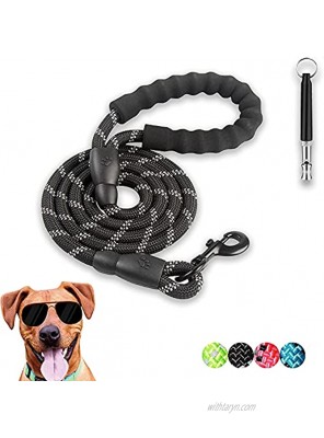 5 FT 1 2in Dog Leash Heavy Duty Dog Leash with Comfortable Padded Handle and Highly Reflective Threads for Small Medium Large Dogs Black 5FT