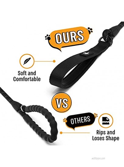ACTIVE PETS Strong Dog Rope Leash with Soft Comfortable Padded Handle and Highly Reflective Threads Dog Leash for Small Medium and Large Dogs Puppy Leash for Training Running and Walking