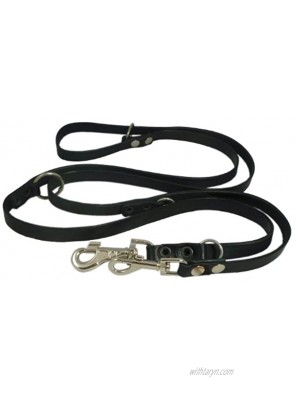 Dogs My Love Black 6 Way European Multifunctional Leather Dog Leash Adjustable Schutzhund Lead 49"-94" Long 3 4" Wide 18 mm