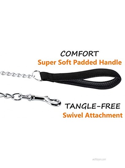 JuWow Metal Dog Leash Heavy Duty Chew Proof Pet Leash Chain with Padded Handle for Large & Medium Size Dogs