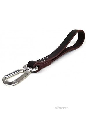 Mighty Paw Leather Leash Tab 12” Short Dog Leash with Carabiner Clip Training Traffic Lead for Large Dogs