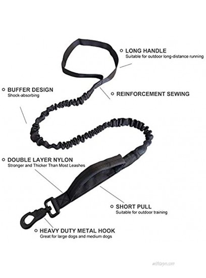 Military Dog Leash,Bungee Dog Leash with 2 Safety Control Handles,Tactical Dog Leashes,Service Dog Leash for Training,Hunting,Walking,Soft Padded Shock-Absorbing,Heavy Duty Clasp