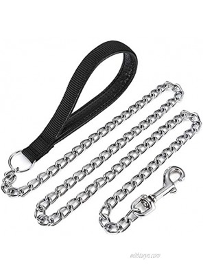Mogoko Metal Dog Leash Heavy Duty Chew Proof Pet Leash Chain with Padded Handle for Outdoor Training