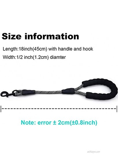 Mycicy Short Dog Leash- 18 Inch Rope Traffic Leash with Padded Handle- 1 2” Strong Nylon Tab Leash for Medium Large Dogs Training Walking