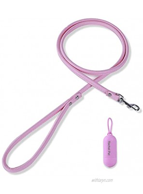 Rachel Pet Products Round Colorful PU Rolled Dog Walking Leashes for Small Medium Breeds Pink 120 x 1.0 cm