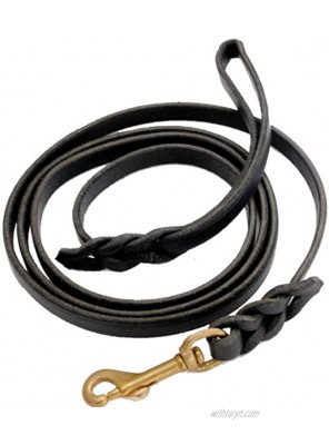 Signature K9 Braided Leather Leash 6-Feet by 1 2-Inch Black
