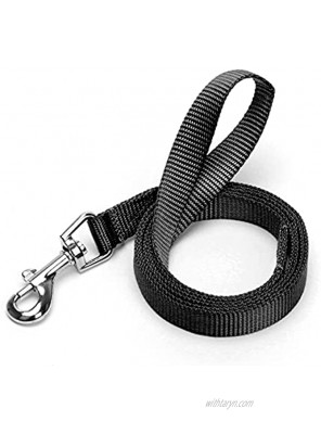 4FT Durable Nylon Puppy Leash Coolrunnerr Dog Training Rope with D Clasp Durable Training Lead for Small Medium Dog Cat Rabbit 1 Inch Width Black