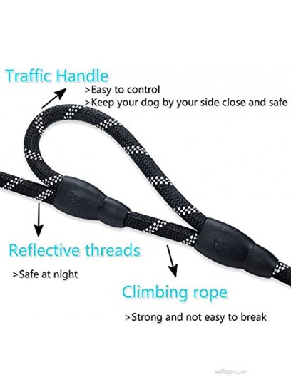 Arvin Heavy Duty Dog Leash with Traffic Padded Two Handle,6ft Double Handles Lead Rope for Control Safety Training,Comfortable Thickened Reflective Nylon Dog Rope for Small Medium and Large Dogs