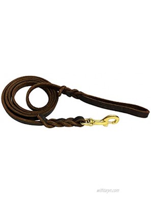 AWE Wolf Genuine Leather Dog Leash 6 FT Total Length Durable Braided Dog Training Leash Dog Leash Slip Rope for Small to Large Dogs