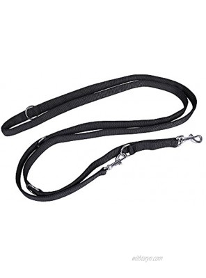 Dog Lead 10ft Long Dog leash Dog Training Line in Black Nylon with 5 Length Adjustment Options and Hook 1.6m-3.0m Double Dog Leash Adjustable and Durable Strong Nylon Lead for Middle and Large Dogs