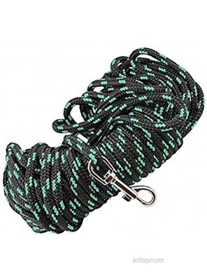 Dogs My Love Extra Long Nylon Rope Leash 15ft 30ft 45ft 60ft Lead Tracking Line for Small and Medium Dogs and Puppies Training Black with Green