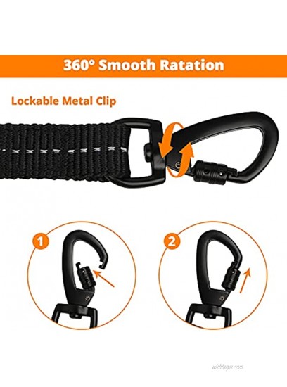 Heavy Duty Dog Leash 16FT Long Rope Leash for Dog Training with Swivel Lockable Hook and Bungee Dog Leash,Reflective Threads Dog Lead for Walking,Hunting,Camping for Medium and Large Dog