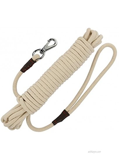 PepPet 16-65 Ft Extra Heavy Duty Cotton Rope Dog Training Leash for Large Medium Small Dogs Training Walking