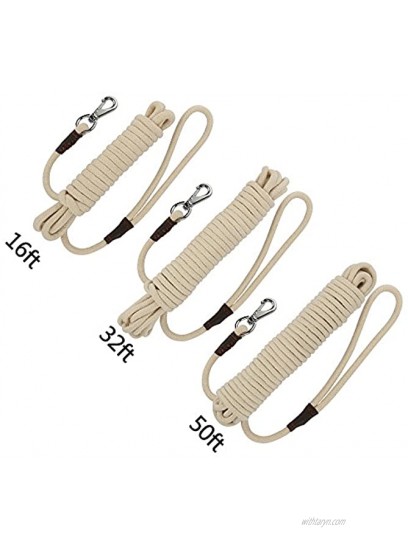 PepPet 16-65 Ft Extra Heavy Duty Cotton Rope Dog Training Leash for Large Medium Small Dogs Training Walking