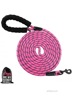 Plutus Pet Long Rope Dog Leash with Comfortable Padded Handle Reflective Nylon Heavy Duty Rope Leash 15FT 20FT 30FT Dog Training Leash for Small Medium Large Dogs 15FT Pink