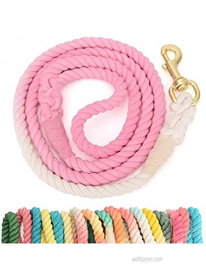 Samhogrin 5FT Dog Rope Leash Cotton Ombre Soft Handle Heavy Duty Training Lead Multicolor Traction Braided Rope for Medium Large Dogs Walking Running Camping