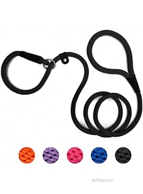 Slip Lead Dog Leash Dog Training Leash Small Medium Large Dogs Leash Slip Lead 6ft No Pull Strong Durable Nylon Braided Rope for Running Play Walking Camping Black