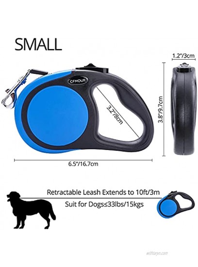 CFMOUR Retractable Dog Leash 10ft 16ft Extendable Leash for Puppy Small Medium Large Dogs Cats up to 110lbs No Tangle Pet Walking Nylon Tape Lead with Clicker