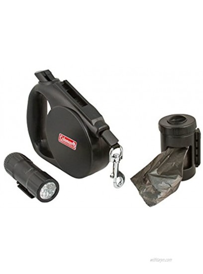 Coleman 3 in 1 Retractable Braking Leash with Flashlight and Waste Bags 15 Feet See Available Colors