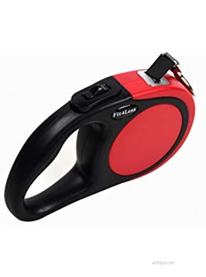 Fit4Less Retractable Dog Leash 16 ft Length Ideal for Small and mid Size up to 44lbs with one Button Break and Lock. Red