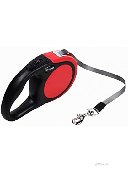 Fit4Less Retractable Dog Leash 16 ft Length Ideal for Small and mid Size up to 44lbs with one Button Break and Lock. Red