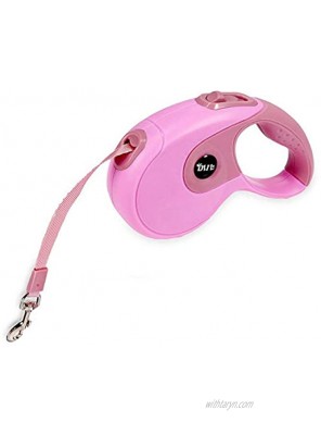 JIAMEIYI Retractable Dog Leashes Pet Leash Dog Lead for Small Medium Large Dog up to 33lbs 110lbs Anti-Slip Handle One-Handed Brake Pause Lock Nylon Ribbon Pink