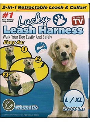Lucky Leash- 2-n-1 Retractable Leash & Harness- L XL