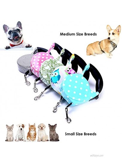 Petderland Fashionable Stylish Cute Retractable Pet Walking Leash 16ft Colorful Automatic Extendable Traction Leash for Dogs Cats Rabbits Pets with Tension up to 30LBs