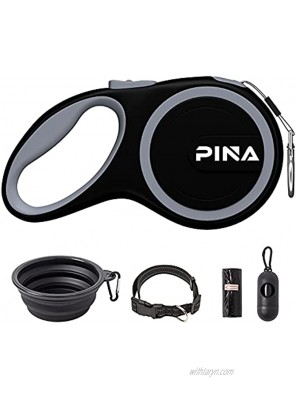 PINA Upgraded Retractable Dog Leash Strong Anti-bite Nylon Tape，Heavy Duty Pet Walking Leash with Anti-Slip Handle,One Button Lock & Release