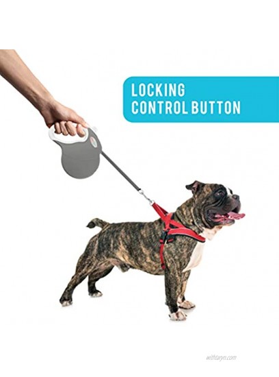 Real Simple Comfort Grip 16 Foot Retractable Dog Leash for Dogs up to 110 Lbs | Quick Brake & Pause with Smooth Glide Belt Leash Ribbon | Heavy Duty Clip for Strong Anti Pulling