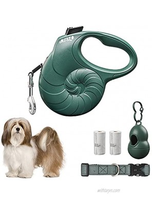 Retractable Dog Leash Small Breed Cord 16.5 Ft 5m Retractable Leash Small Dog Leash with Bag Dispenser Long Retractable Dog Leashes for Small Breed Dogs Tangle-Free Anti-Slip One-Handed Lock Brake