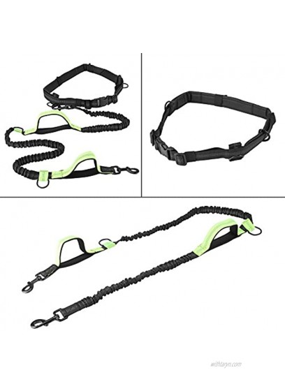 Dog Walking Suit Hands Free Leash Reflective Adjustable Waist Belt for Running Walking HikingBlack Green