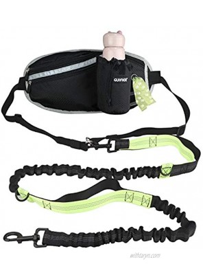 GUIFIER Hands Free Dog Leash with Pouch Adjustable Waist Belt with Shock Absorbing Bungee Leash for Small Medium and Large Dogs Running Walking Jogging Hiking Training Water Bottle Holder Poop Bag